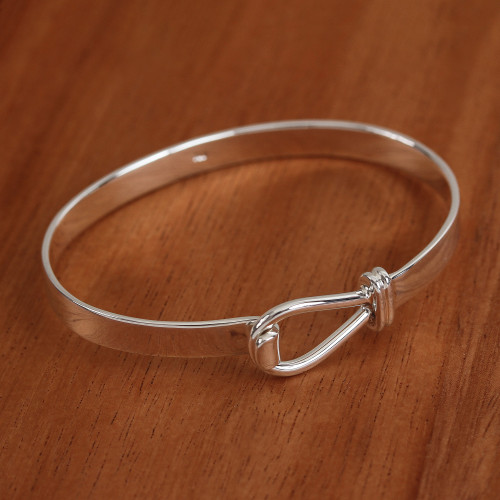 High-Polish Sterling Silver Bangle Bracelet from Mexico 'Simple Union'