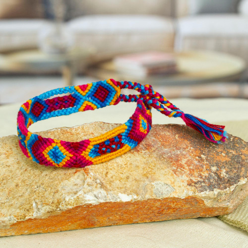 Colorful Cotton Macrame Bracelet from Mexico 'Colorful Friendship'