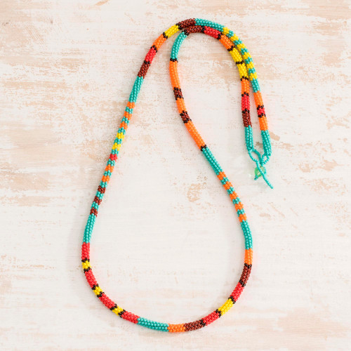 Multicolored Beaded Strand Necklace 'Colorful Strokes'