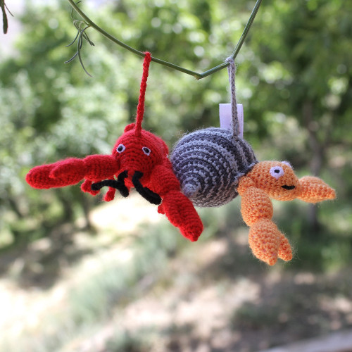 Set of 2 Sea Life-Themed Acrylic Ornaments Crocheted by Hand 'Holidays from the Shore'