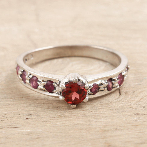 Garnet and Ruby Solitaire Ring 'Shimmering Union in Red'