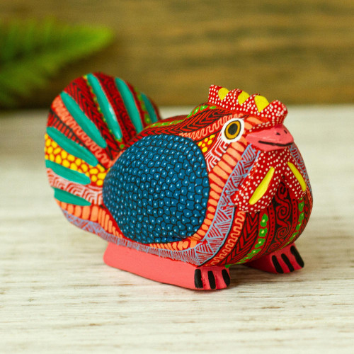 Handmade Hen Alebrije Sculpture 'Audacious Hen'