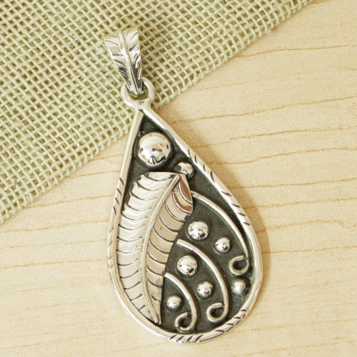 Handcrafted Sterling Silver Pendant 'Rococo Leaf'