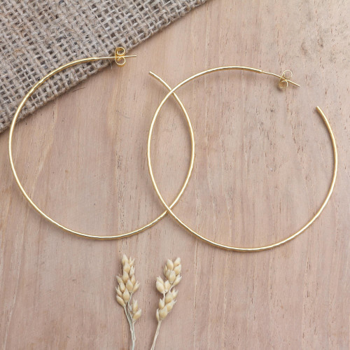 Gold-Plated Half-Hoop Earrings from Bali 'Through the Hoop'