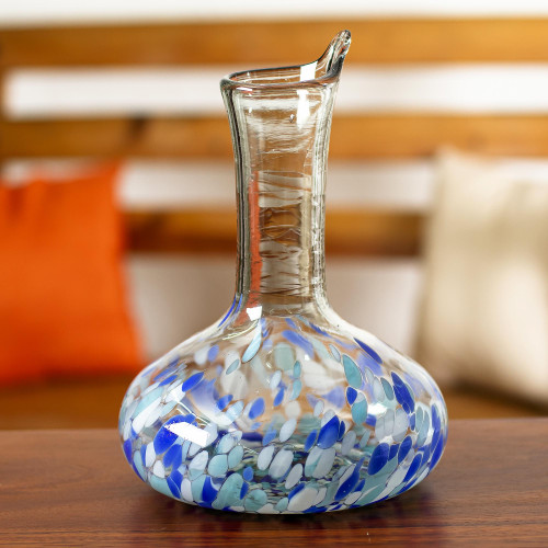 Artisan Crafted Glass Decanter 'Cool Water'