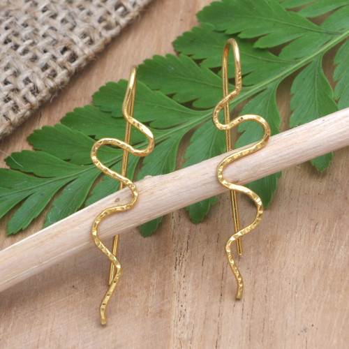 18k Gold-plated Hand-crafted Drop Earrings from Indonesia 'Beautiful Movement'