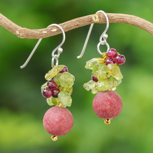 Colorful Multi-Gemstone Cluster Dangle Earrings 'Berry Lover'