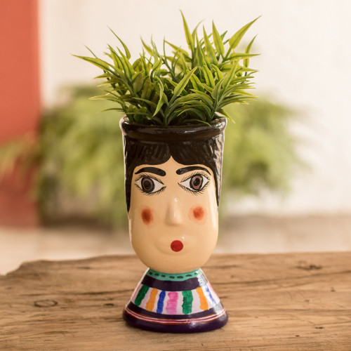 Hand-Painted Vibrant Ceramic Flower Pot from Guatemala 'San Bartolo's Giant'