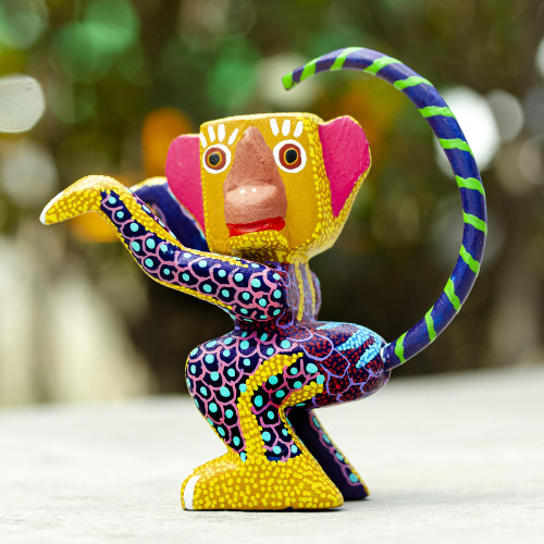 Oaxacan Wood Alebrije Figurine 'Cheeky Monkey'