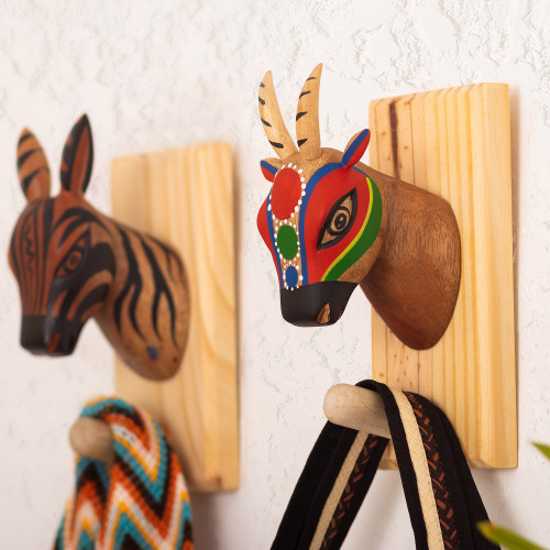 Handcrafted Goat Cedar Wood Coat Rack from Colombia 'Tropical Horns'