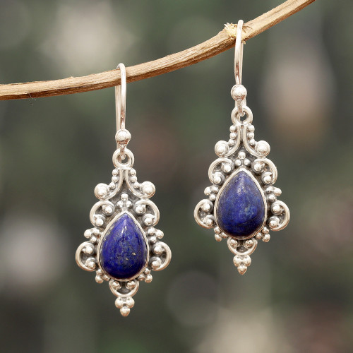 Baroque-Inspired Dangle Earrings with Lapis Lazuli Stones 'Royal Core'