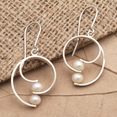 Sterling Silver and Cultured Pearl Earrings from Bali 'Beach Style'