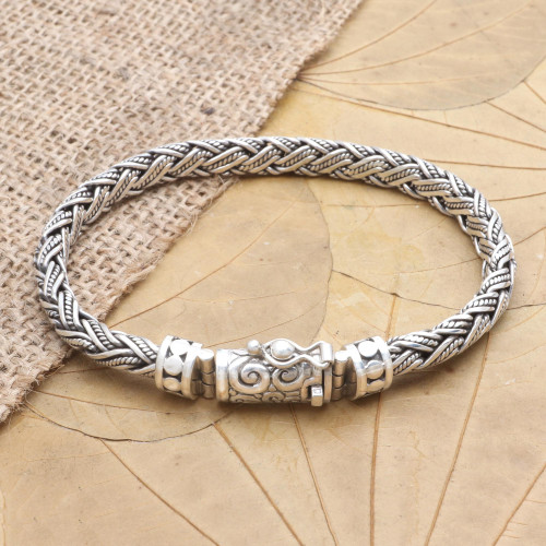 Men's Hand Made Sterling Silver Bracelet 'Braided Style'