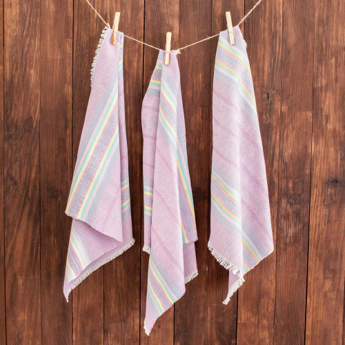 Pastel Striped Napkins Set of 6 'Traditional Taste in Lavender'