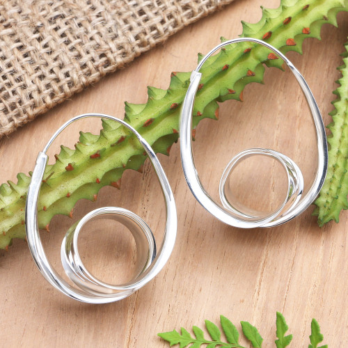 Handcrafted Sterling Silver Hoop Earrings 'Thrill Ride'