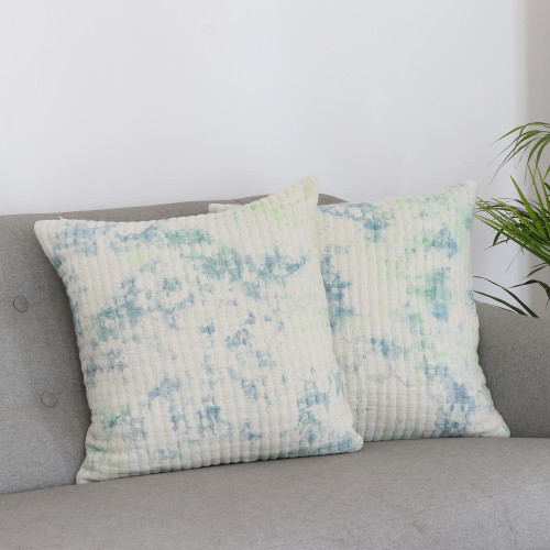 Cotton Tie-Dyed Cushion Covers Pair 'Spring Sky'