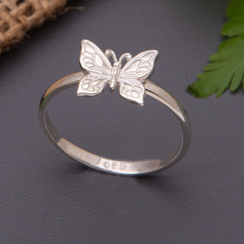 Artisan Crafted Sterling Silver Ring 'Flying Butterfly'