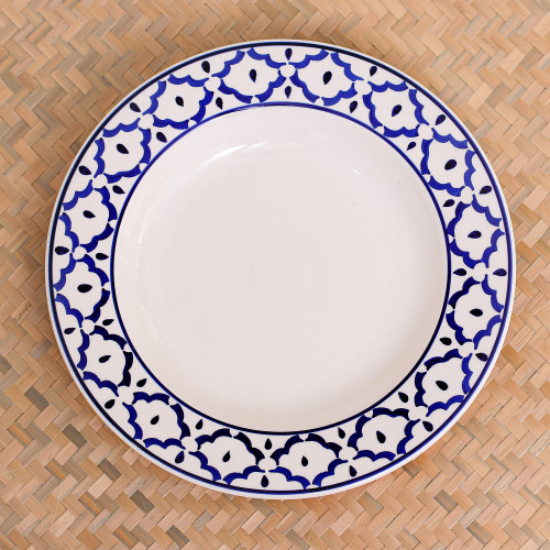 Handcrafted Blue and White Luncheon Plate 'Blue Pineapple'