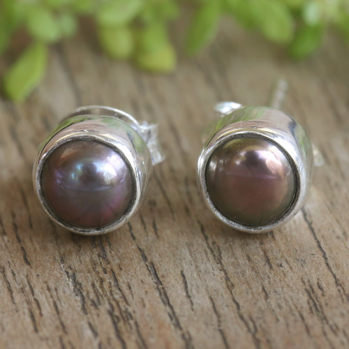 Petite Sterling Silver Stud Earrings with Cultured Pearls 'Petite Chic'