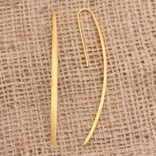 Handcrafted Gold-Plated Drop Earrings 'Graceful Arc'