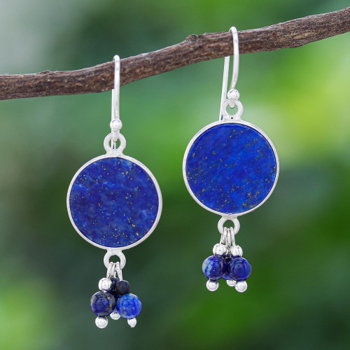 Lapis Lazuli and Sterling Silver Dangle Earrings 'Fairy Love'