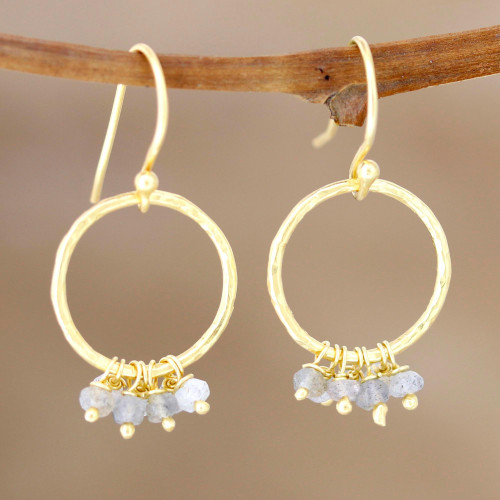 22k Gold Plated Earrings with Labradorite 'Dancing Beauty'