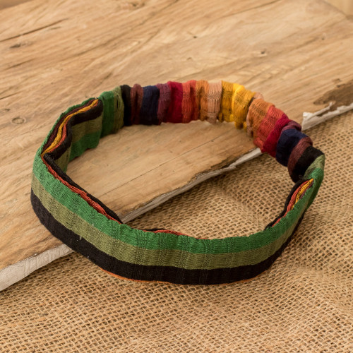 Multicolored Cotton Headband Hand-Woven in Guatemala 'Rainbow Warmth'