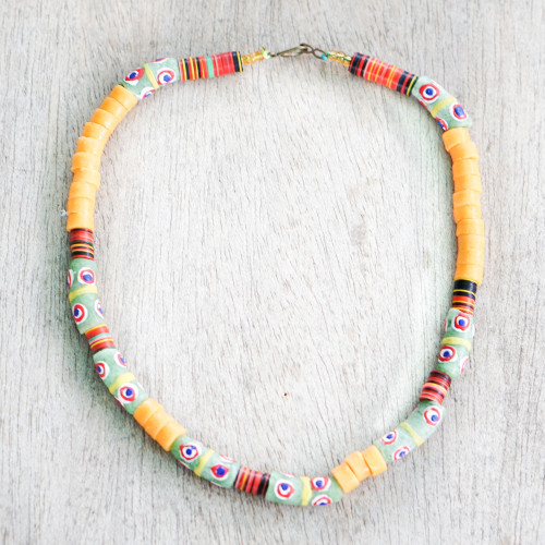 Recycled Glass Beaded Necklace Handcrafted in Ghana 'Selah'