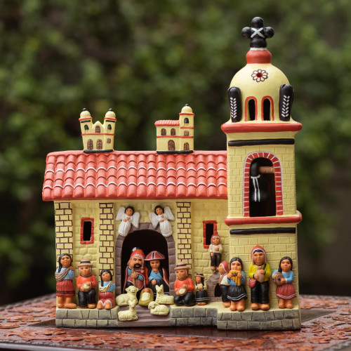 Hand Crafted Ayacucho Nativity Sculpture 'Quinua Nativity'