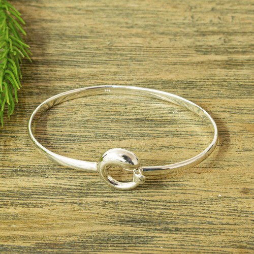 High-Polish Sterling Silver Bangle Bracelet from Mexico - Simple