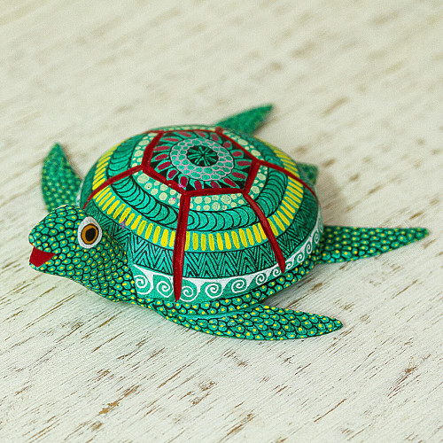 Hand Painted Turtle Sculpture 'Serene Turtle'