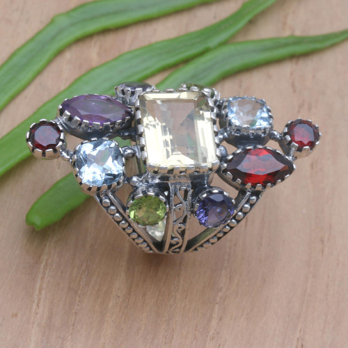 Citrine and Amethyst Cocktail Ring from Bali 'All-Night Party'