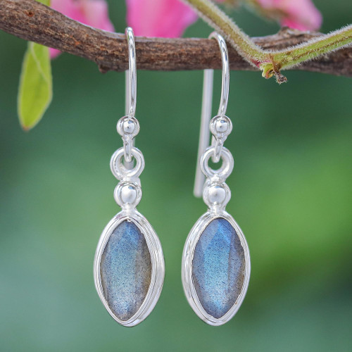 Thai Labradorite and Sterling Silver Dangle Earrings 'Spark Joy in Iridescent'