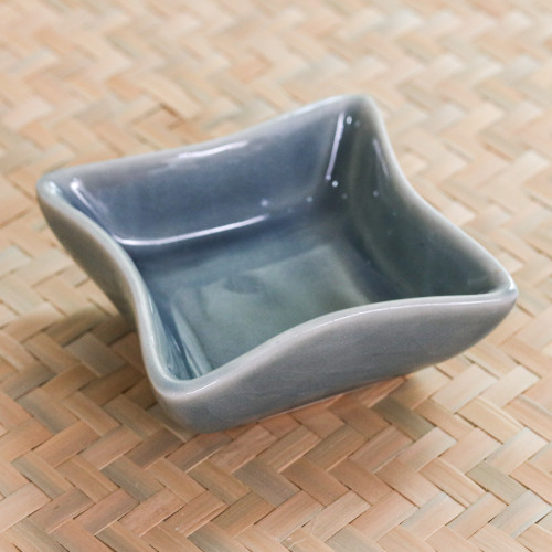 Small Blue Square Ceramic Bowl 'Thai Kitchen in Blue'