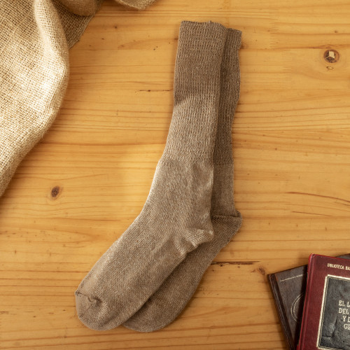 Ecru Baby Alpaca Blend Socks with Copper Fiber 'Ecru Comfort'