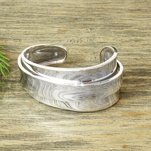 Modern Sterling Silver Cuff Bracelet 'Liquid Asset'