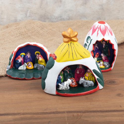 Hand Painted Nativity Scenes Set of 3 'Christmas in the Andes'