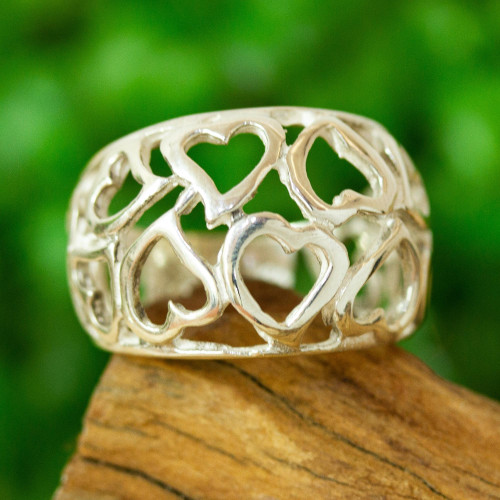 Heart Motif Domed Ring 'Hearts Galore'