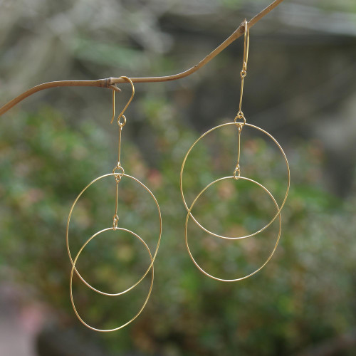 Handcrafted Gold-Plated Dangle Earrings 'Layer Cake'