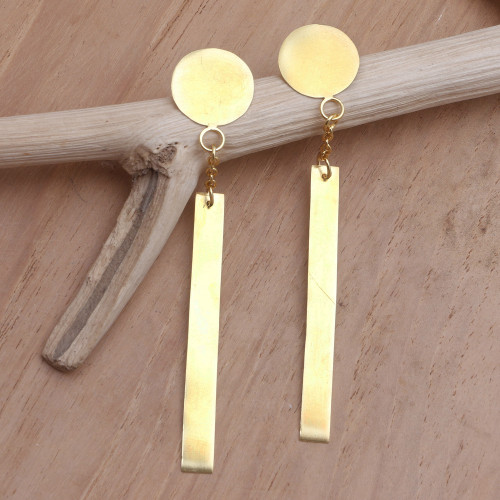 Artisan Crafted Gold-Plated Dangle Earrings 'Golden Fire'
