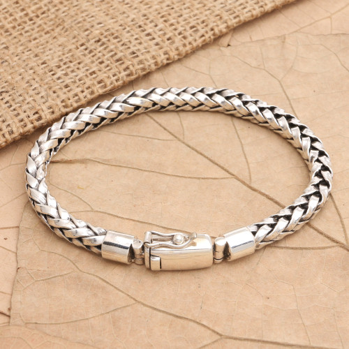 AB-1016-S-8 Sterling Silver Bracelet with Toggle Lock – Bali