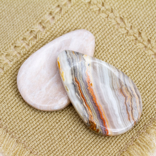 Set of 2 Drop-Shaped Marble Stress-Relieving Stones 'Paradise Drops'