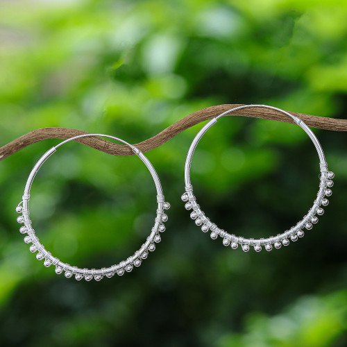 Polished Sterling Silver Hoop Earrings Crafted in Thailand 'Lovely Loop'
