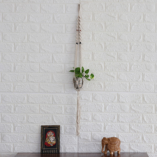 Macrame Hanging Planter Made from Cotton with Wooden Beads 'Dangle in Style'