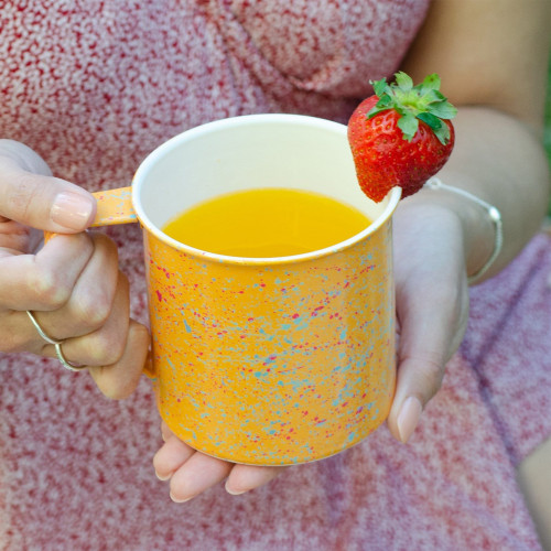 Colorful Handpainted Stainless Steel and Enamel Mug 'Apricot Splatter'