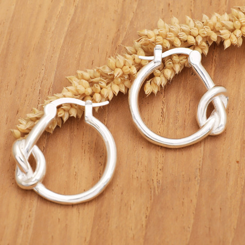 Sterling Silver Hoop Earrings in a High Polish Finish 'Luminous Knots'