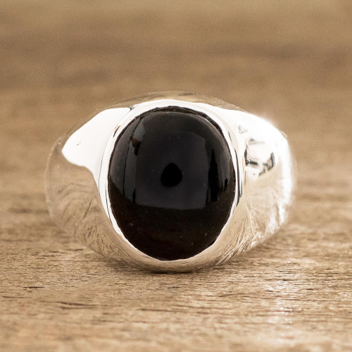 Black Jade Men's Ring 'Justice in Black'