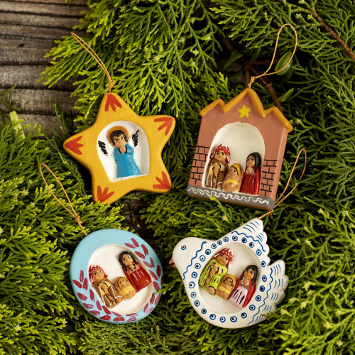 Artisan Crafted Christmas Ornaments Set of 4 'Ayacucho Holiday'