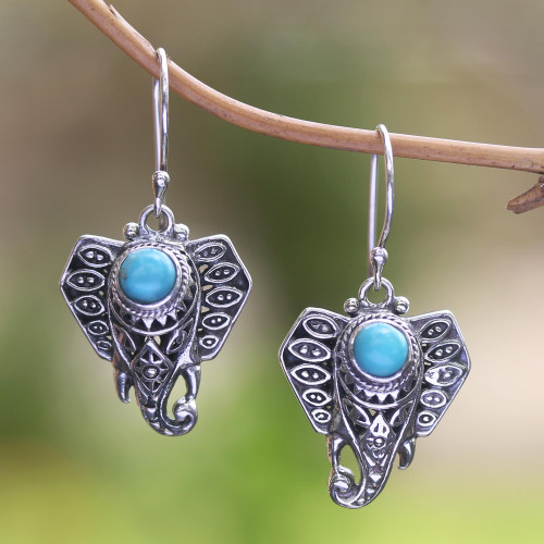 Sterling Silver Ganesha Dangle Earrings 'Mystic Ganesha'