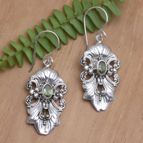 Handmade Peridot and Sterling Silver Dangle Earrings 'Majesty of the Garden'